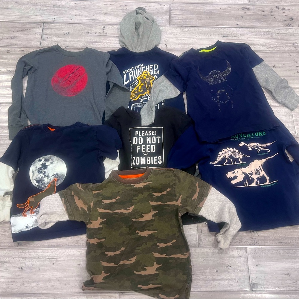 Boys Gap Gymboree Carter Bundle of 7 Long Sleeve Tee Shirts Size 6-7